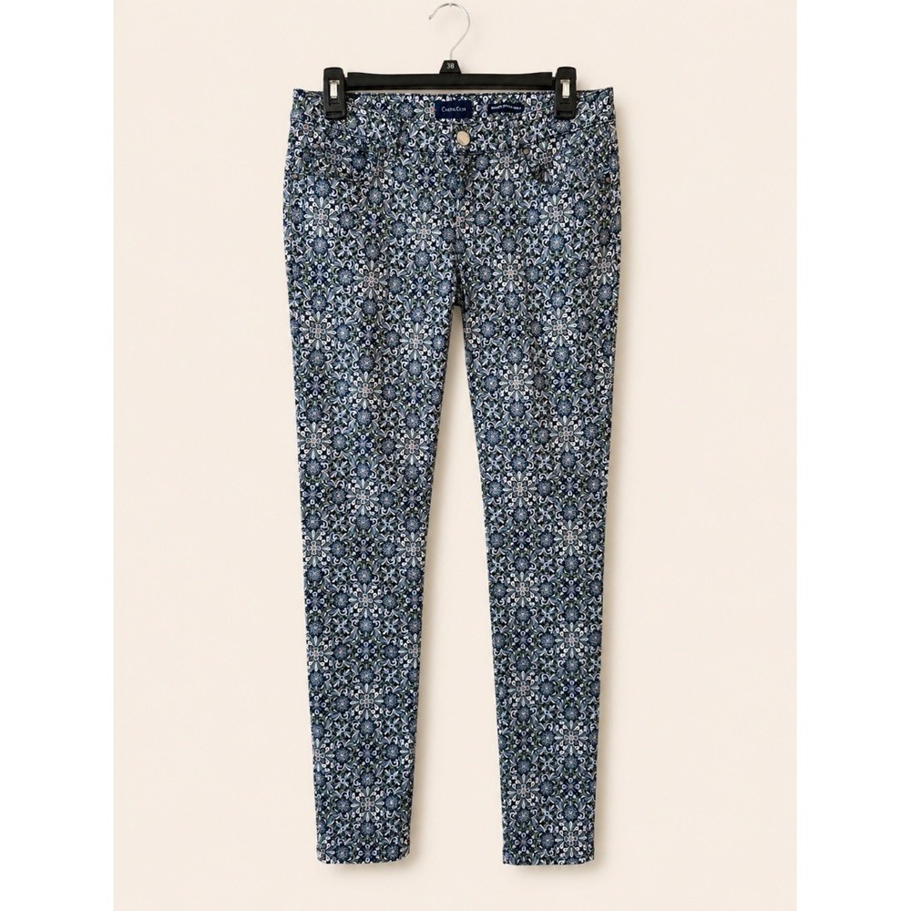 Charter Club Womens Bristol Skinny Ankle Pants Blue Floral Print Size‎ 12